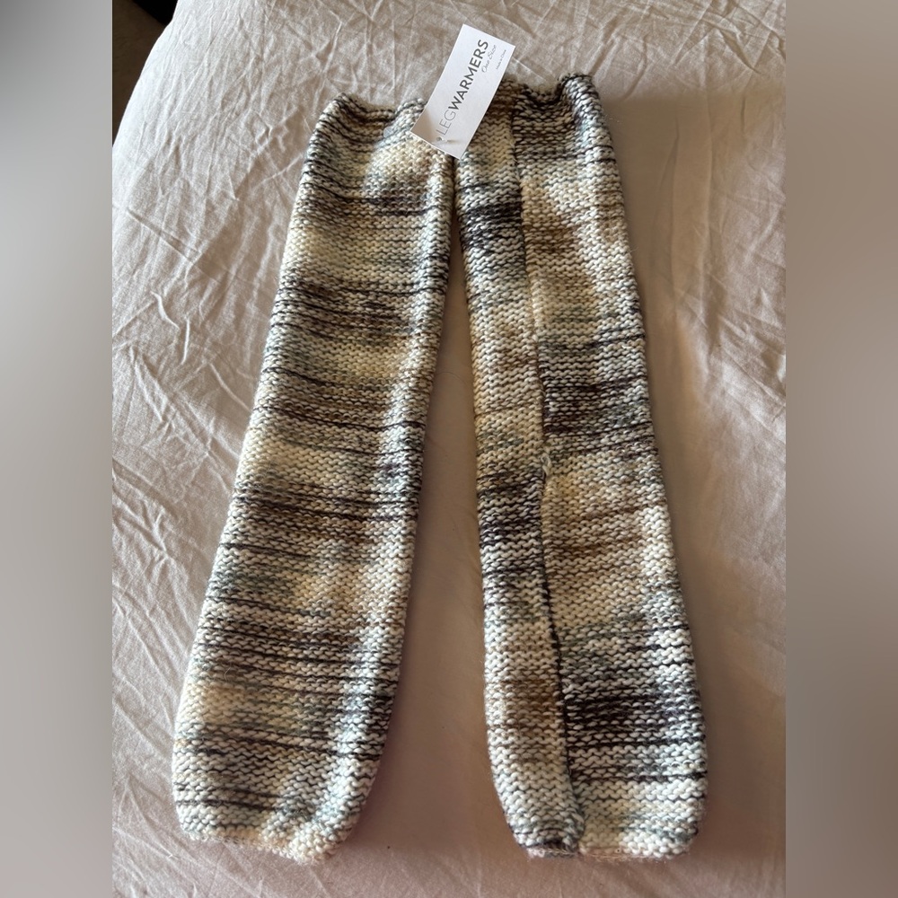 Vanity Knit Leg Warmers in Brown and Cream Cabincore Cozy